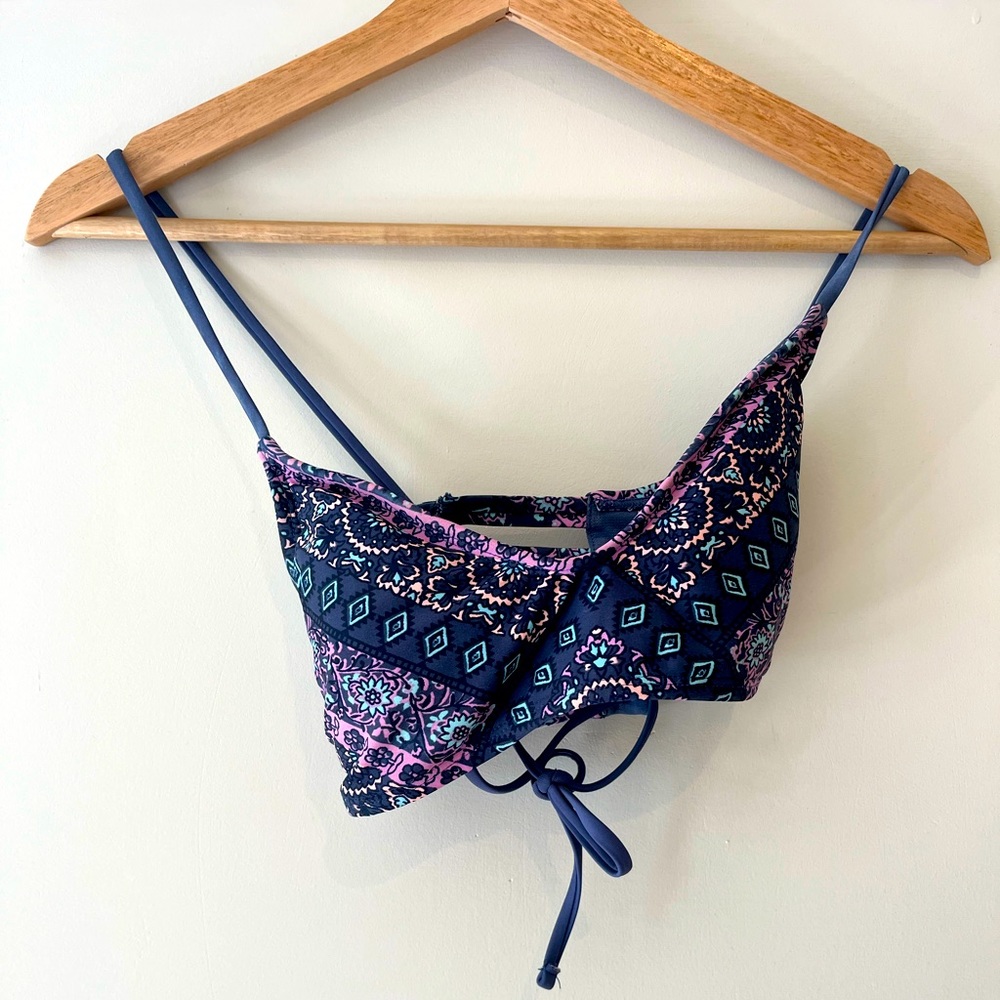 Bikini top blue patterned womens size US S